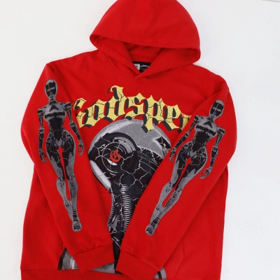 Godspeed Robot Print Hoodie #5536 Washed Red 01