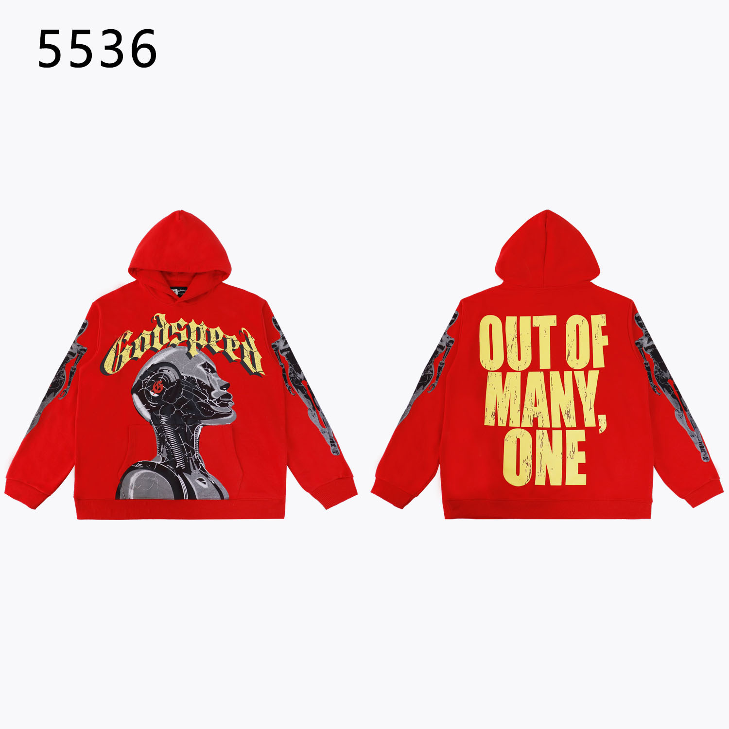 Godspeed Robot Print Hoodie #5536 Washed Red