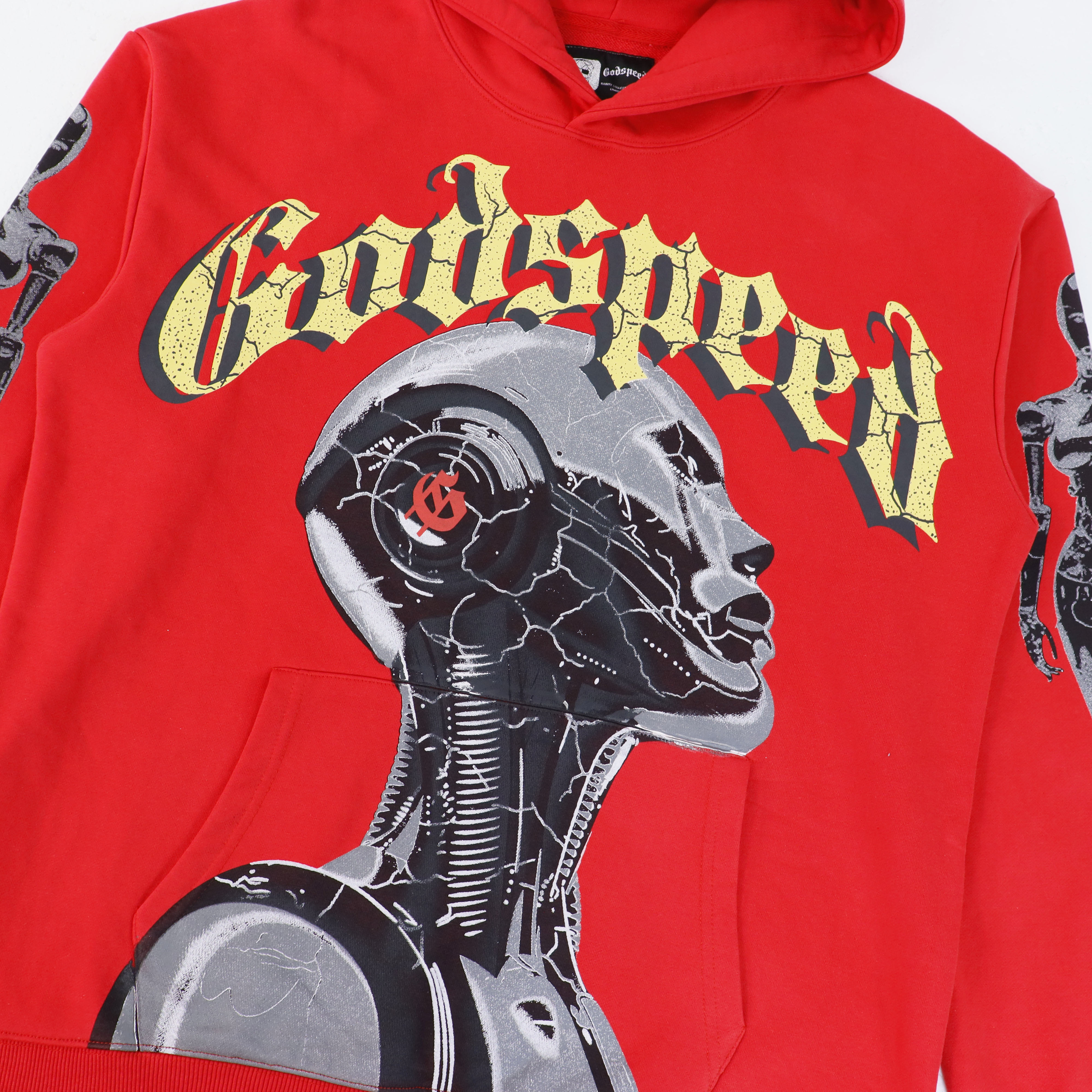 Godspeed Robot Print Hoodie #5536 Washed Red