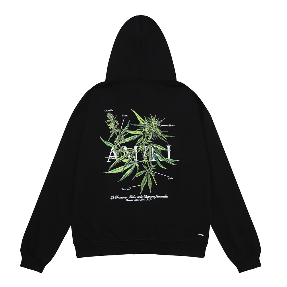 AMIRI Botanical Print Hoodie #9216 Black/White