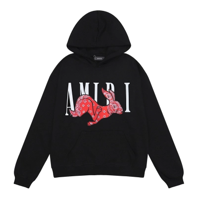 AMIRI Cny Rabbit Logo Hoodie #9261 Black/White 01
