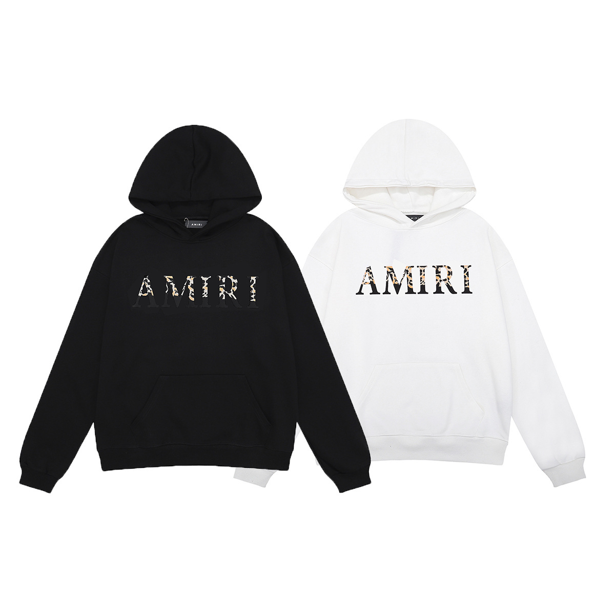 AMIRI Leopard Print Logo Hoodie #9202 Black/White