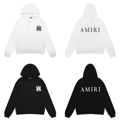 AMIRI M.A. Logo Embroidered Hoodie #9220 Black/White 02