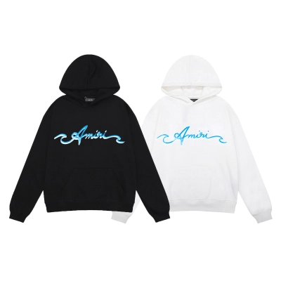 AMIRI Wave Logo Hoodie #9281 Black/White 01