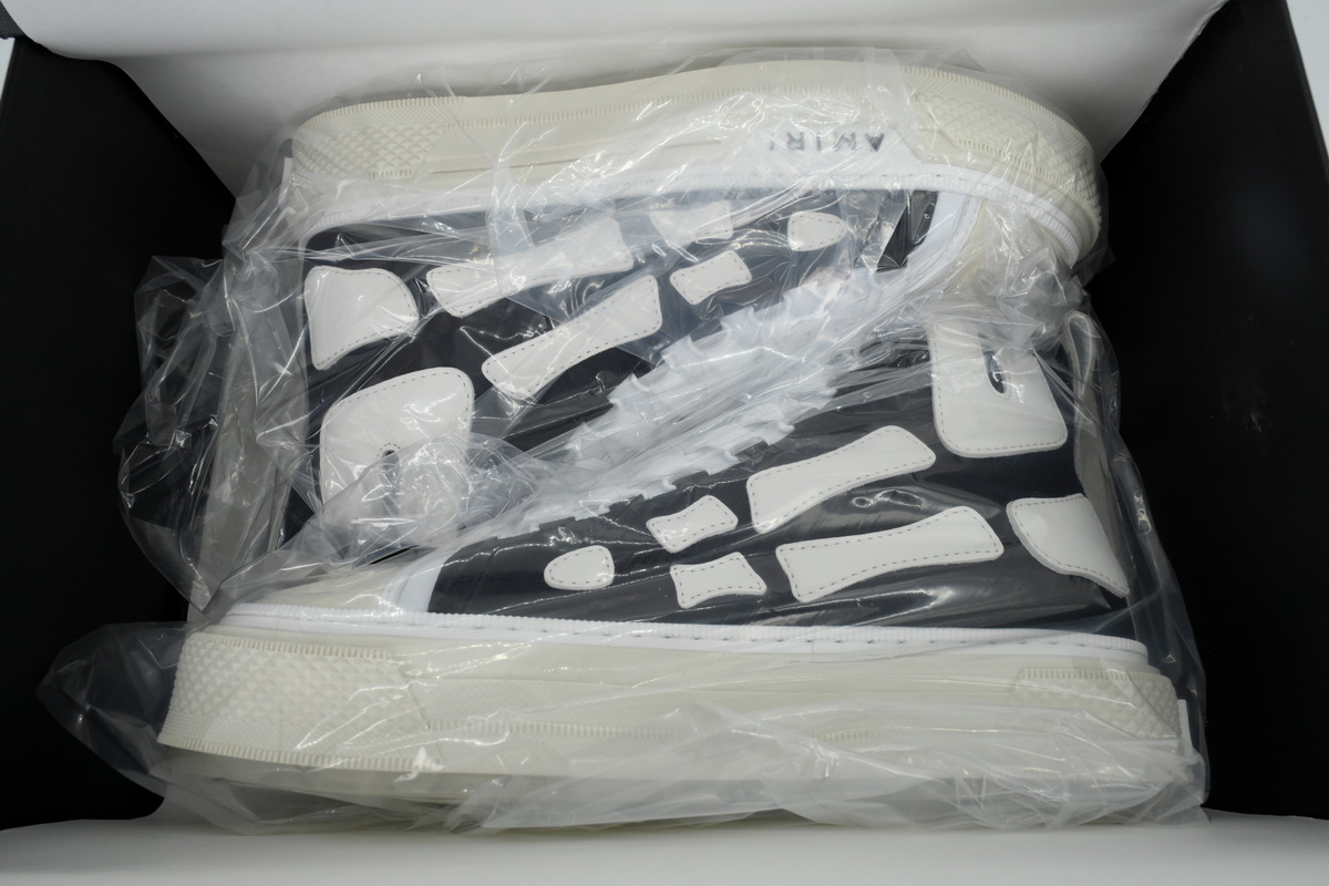 AMIRI Skel Court Hi Sneakers Cotton Canvas and Buffed Leather Sneakers Black & White