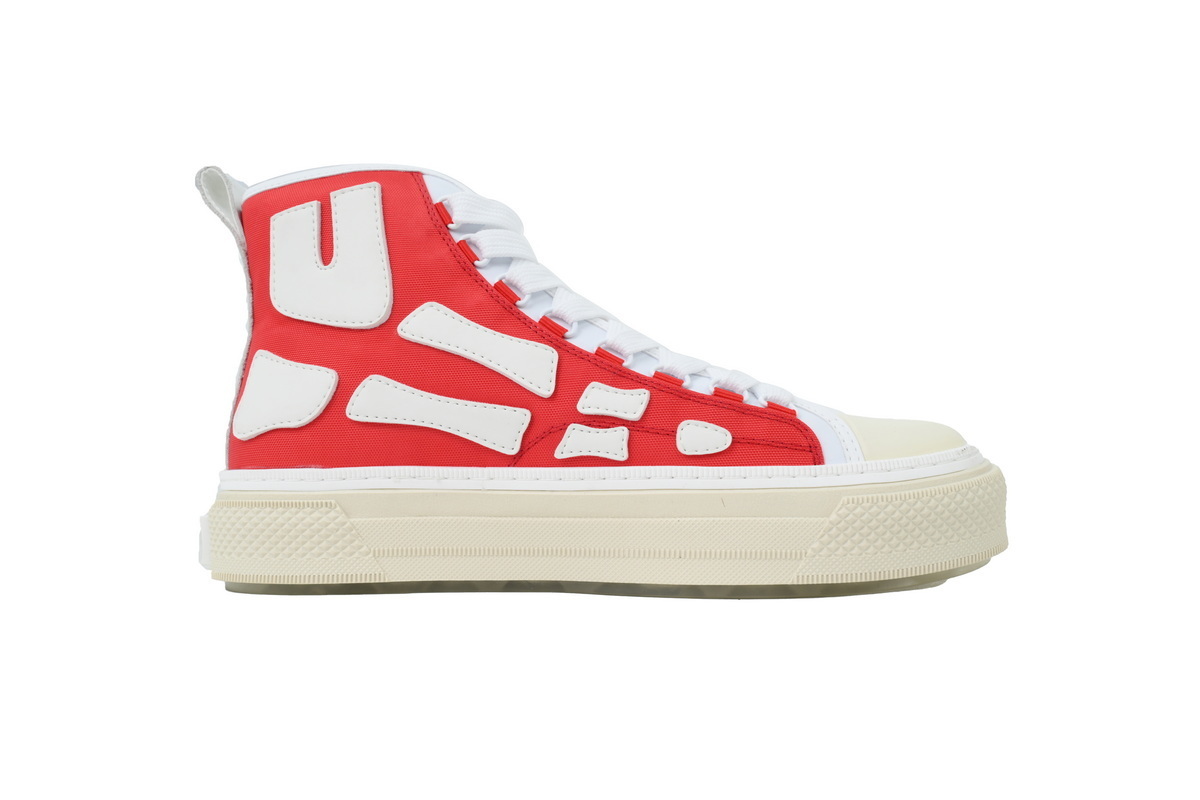 AMIRI Skel Court Hi Sneakers Cotton Canvas and Buffed Leather Sneakers Red