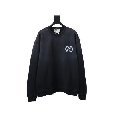 Gucci Hand-painted Letter Crewneck Sweatshirt Washed Black 02