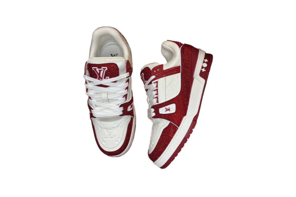 Louis Vuitton Trainer White Red Diamond