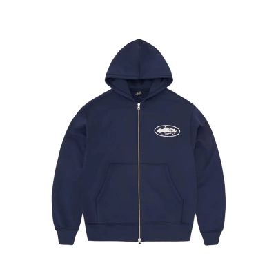 Corteiz x Island Puff Print Zip Hoodie 'Navy' 01