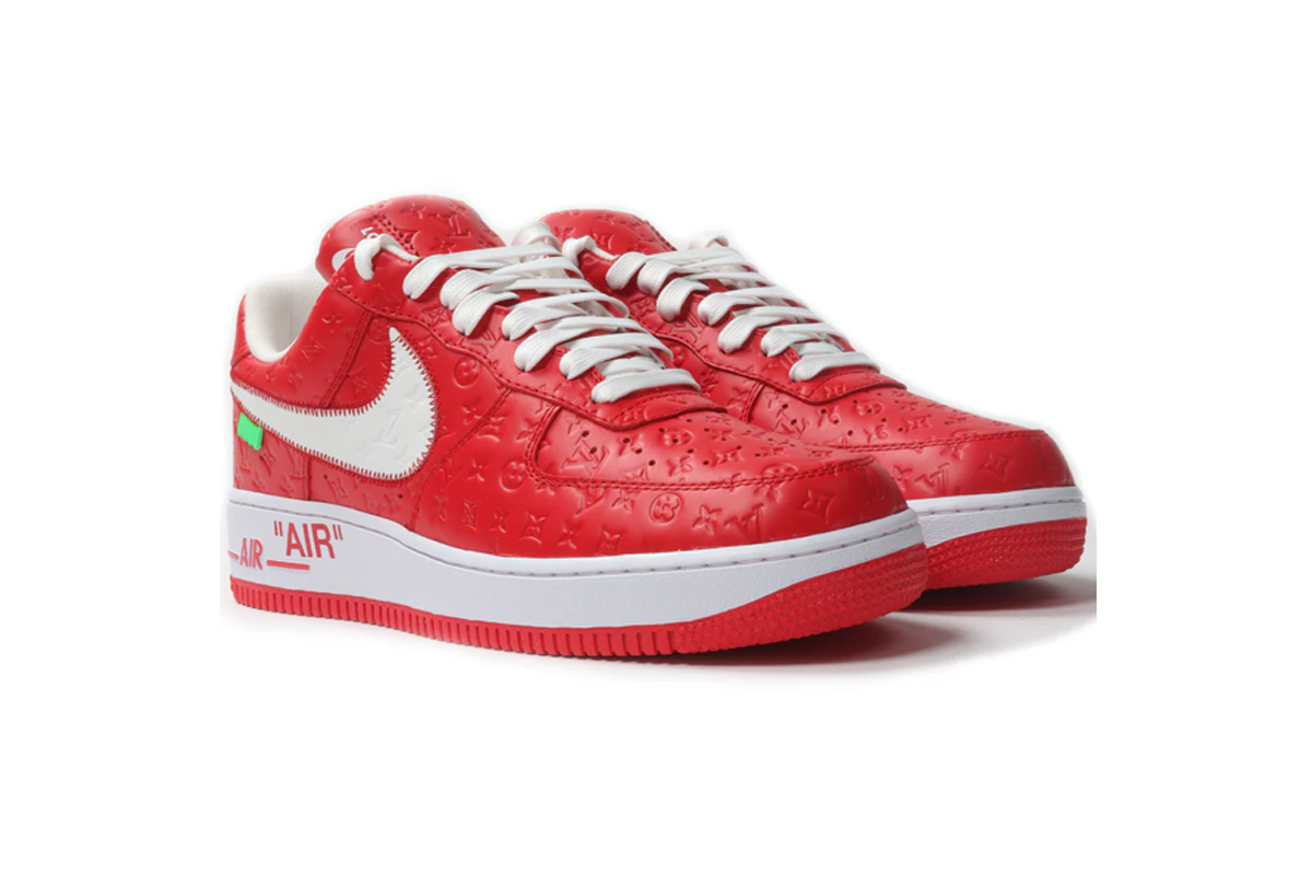 Louis Vuitton Trainer x Nike Air Force 1 Debossed  LV monogram Red & White