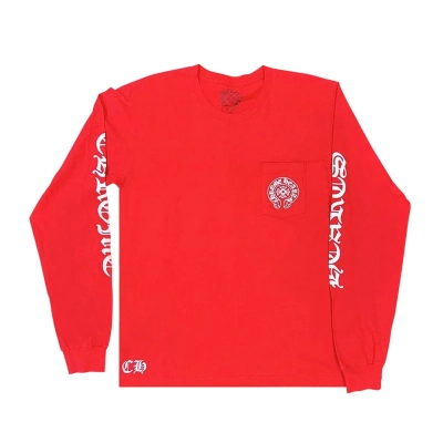 Chrome Hearts Scroll Label Long-Sleeve 'Red' 01