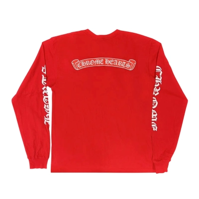 Chrome Hearts Scroll Label Long-Sleeve 'Red' 02