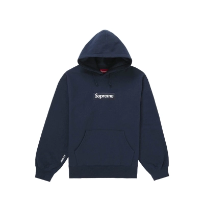 Supreme Box Logo Hooded Sweatshirt Navy 01