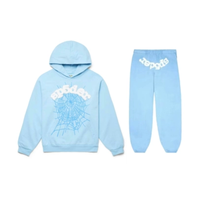 Sp5der Web Hoodie/Sweatpant Set Sky Blue 01