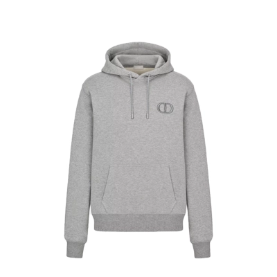 Dior CD Icon Hooded Sweatshirt Gray Cotton Fleece 01