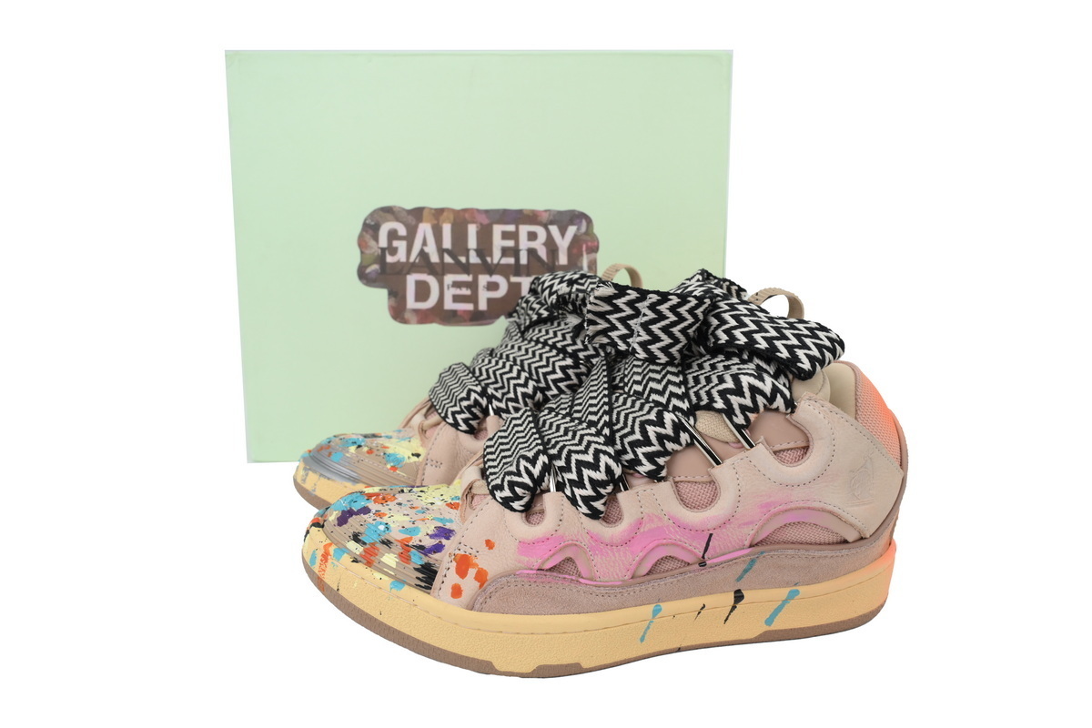 Lanvin Leather Curb x Gallery Dept Sneakers Paint Drip Pale Pink