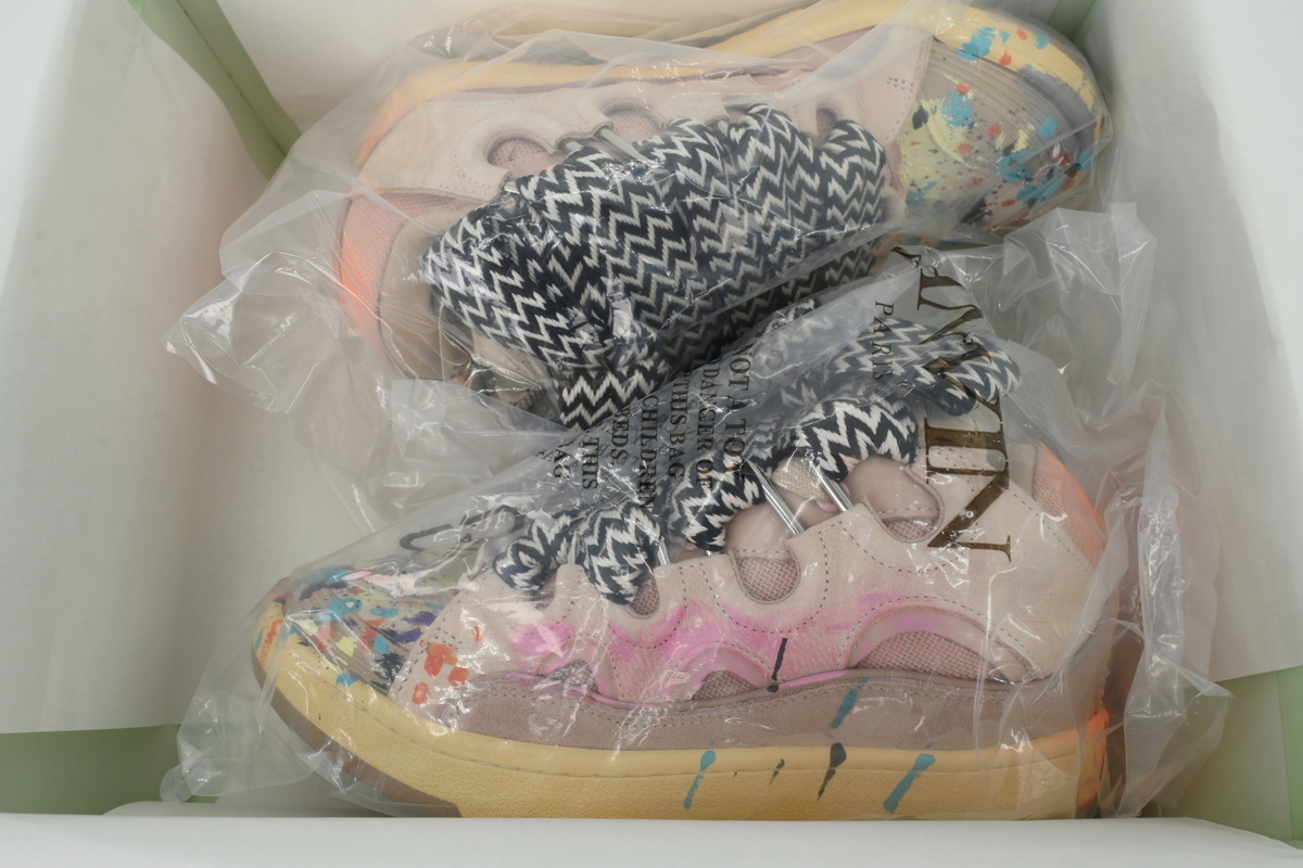 Lanvin Leather Curb x Gallery Dept Sneakers Paint Drip Pale Pink