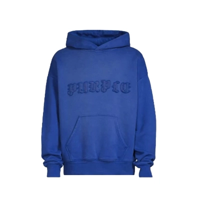 Purple Brand Gothic Applique Hoodie Mazarine Blue  01