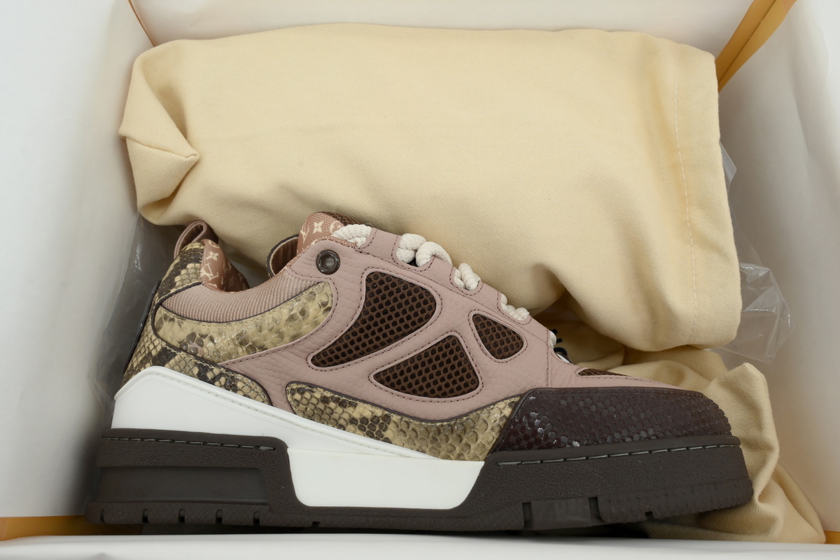 Louis Vuitton LV Skate Sneaker Khaki Colored Rhinestone