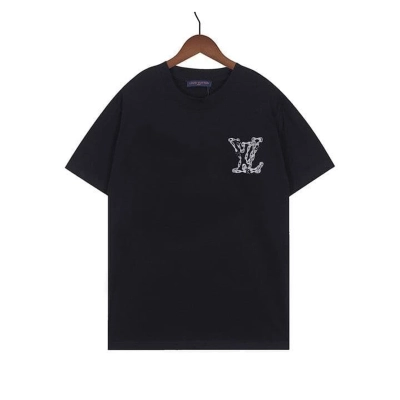 Louis Vuitton Long Chain Logo Letter T-Shirt Black  02