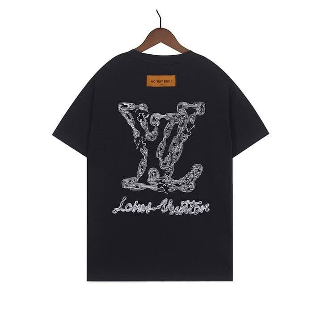 Louis Vuitton Long Chain Logo Letter T-Shirt Black 