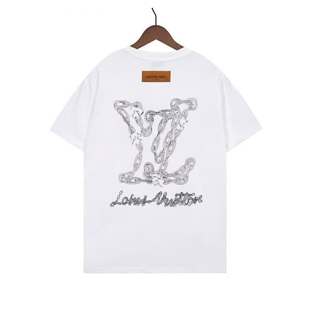 Louis Vuitton Long Chain Logo Letter T-Shirt White