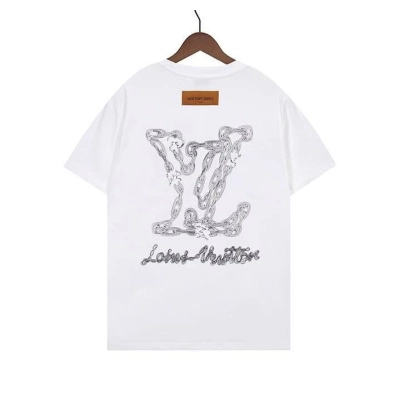 Louis Vuitton Long Chain Logo Letter T-Shirt White 01