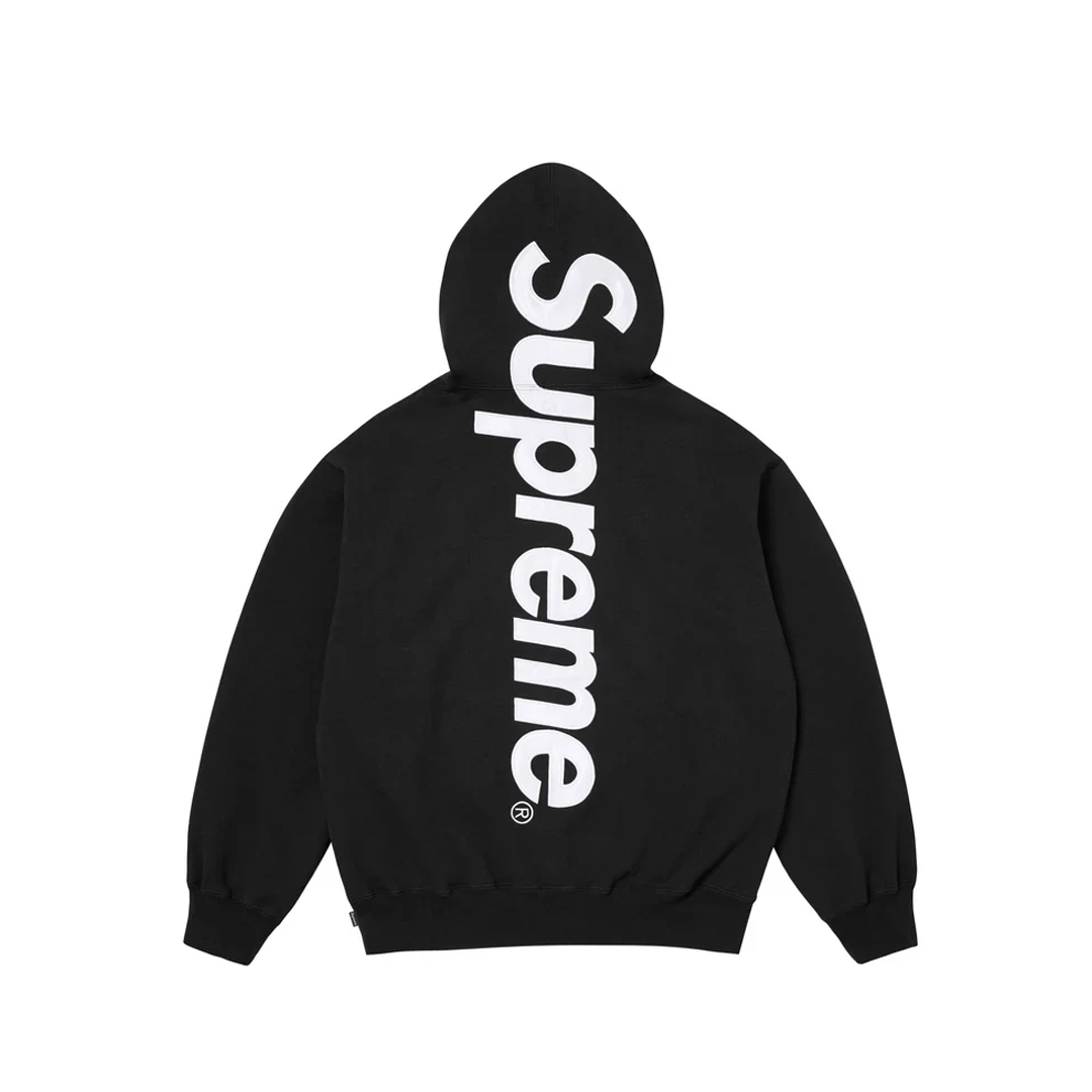 Supreme Satin Applique Hooded Sweatshirt & Sweatpant Set Black
