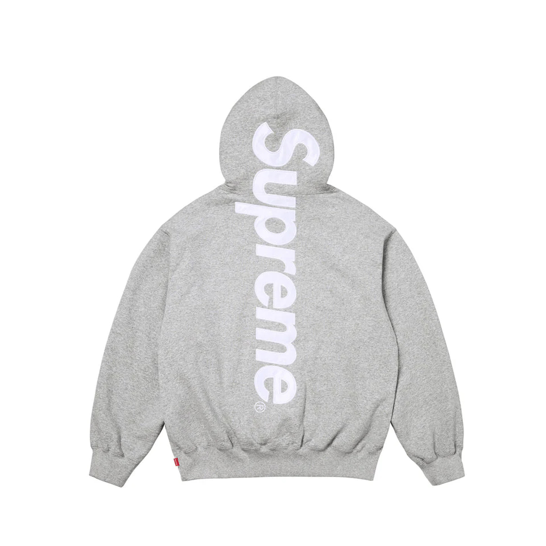 Supreme Satin Applique Hooded Sweatshirt & Sweatpant Set Grey