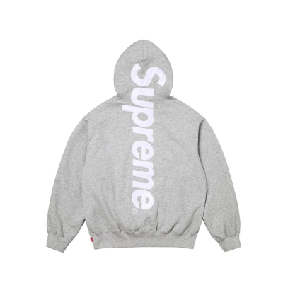 Supreme Satin Applique Hooded Sweatshirt & Sweatpant Set Grey 02