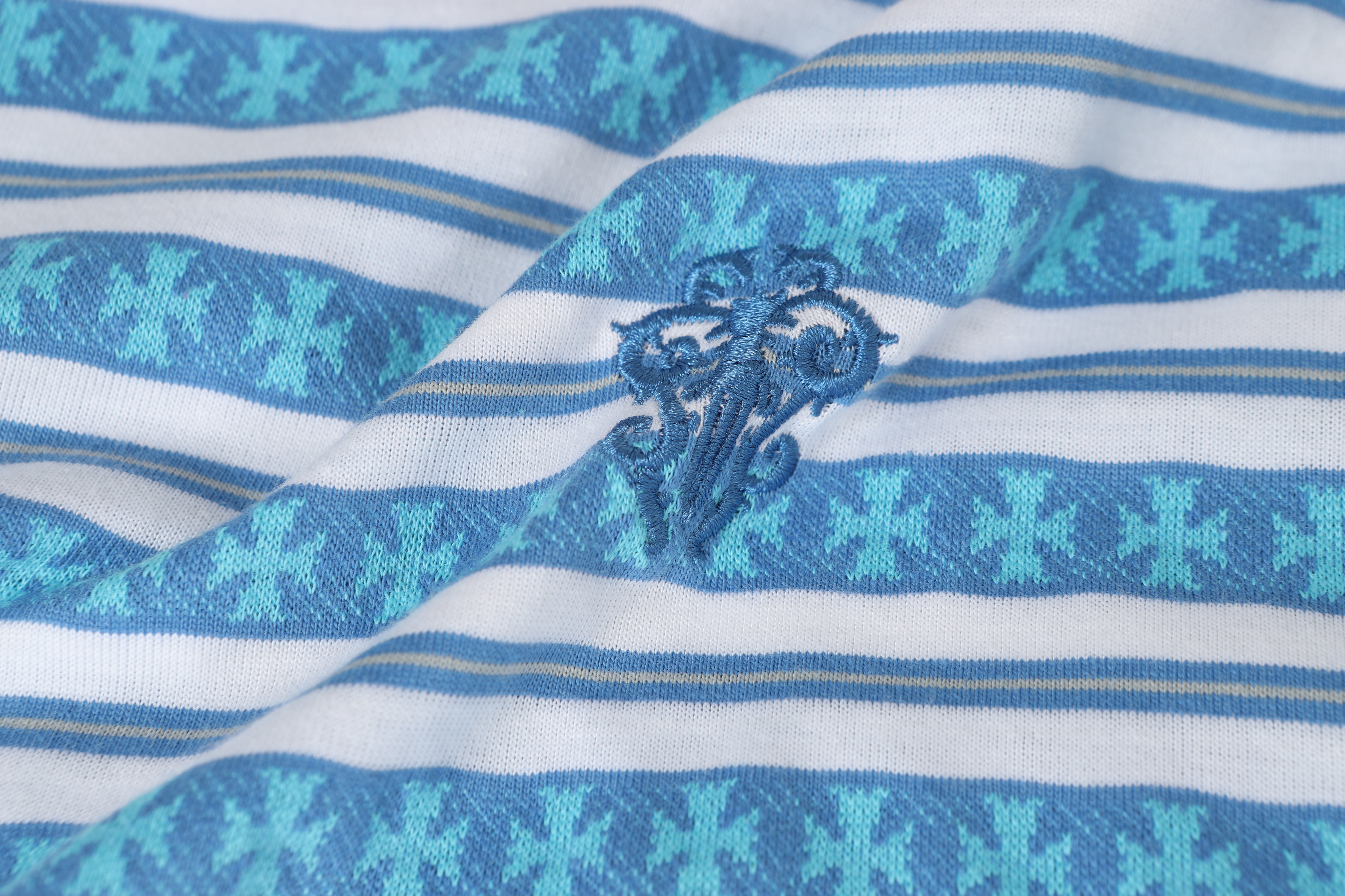 Chrome Hearts Mars Striped Cross T-Shirt #2110 Green/Blue/Black