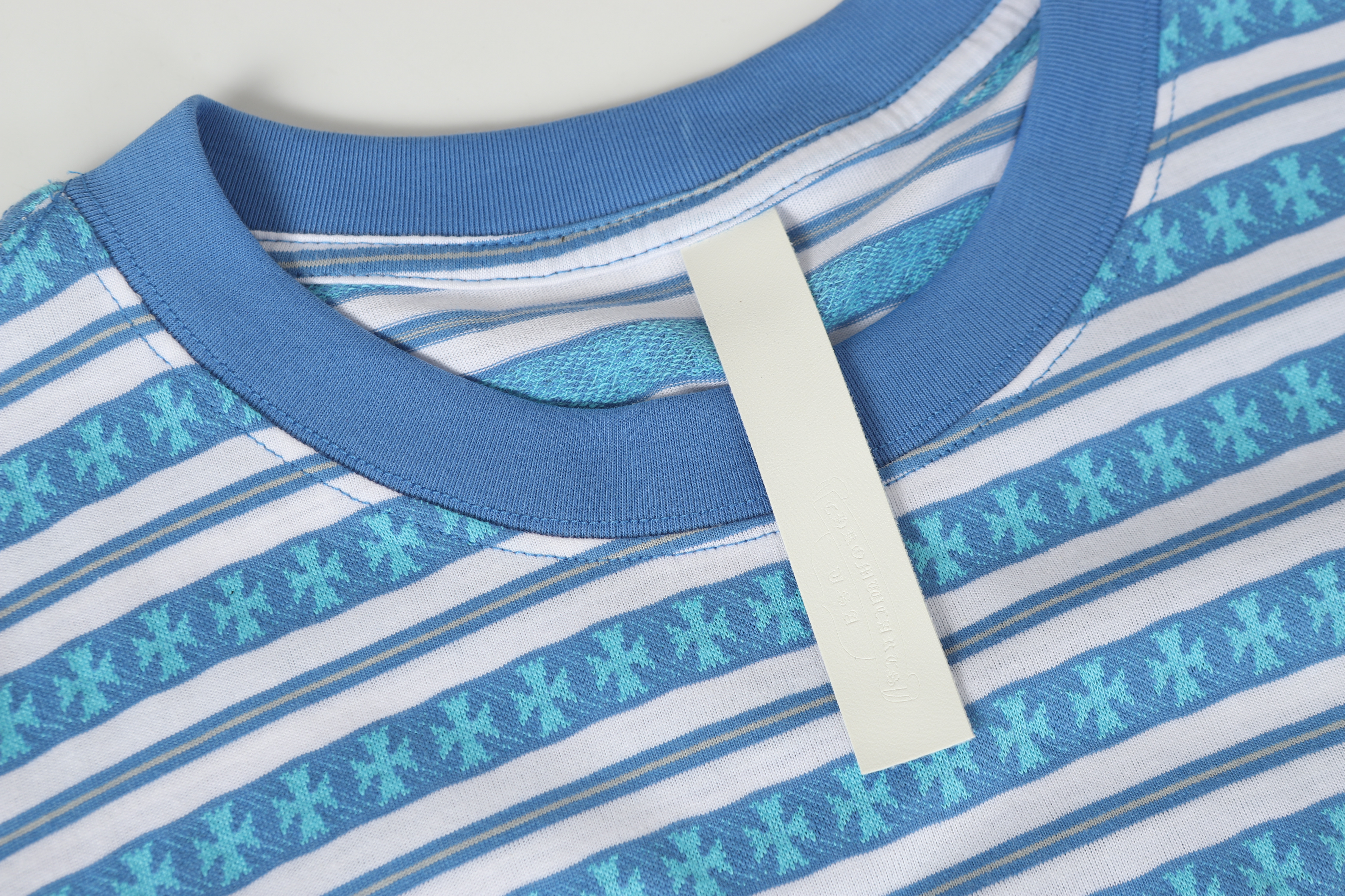 Chrome Hearts Mars Striped Cross T-Shirt #2110 Green/Blue/Black