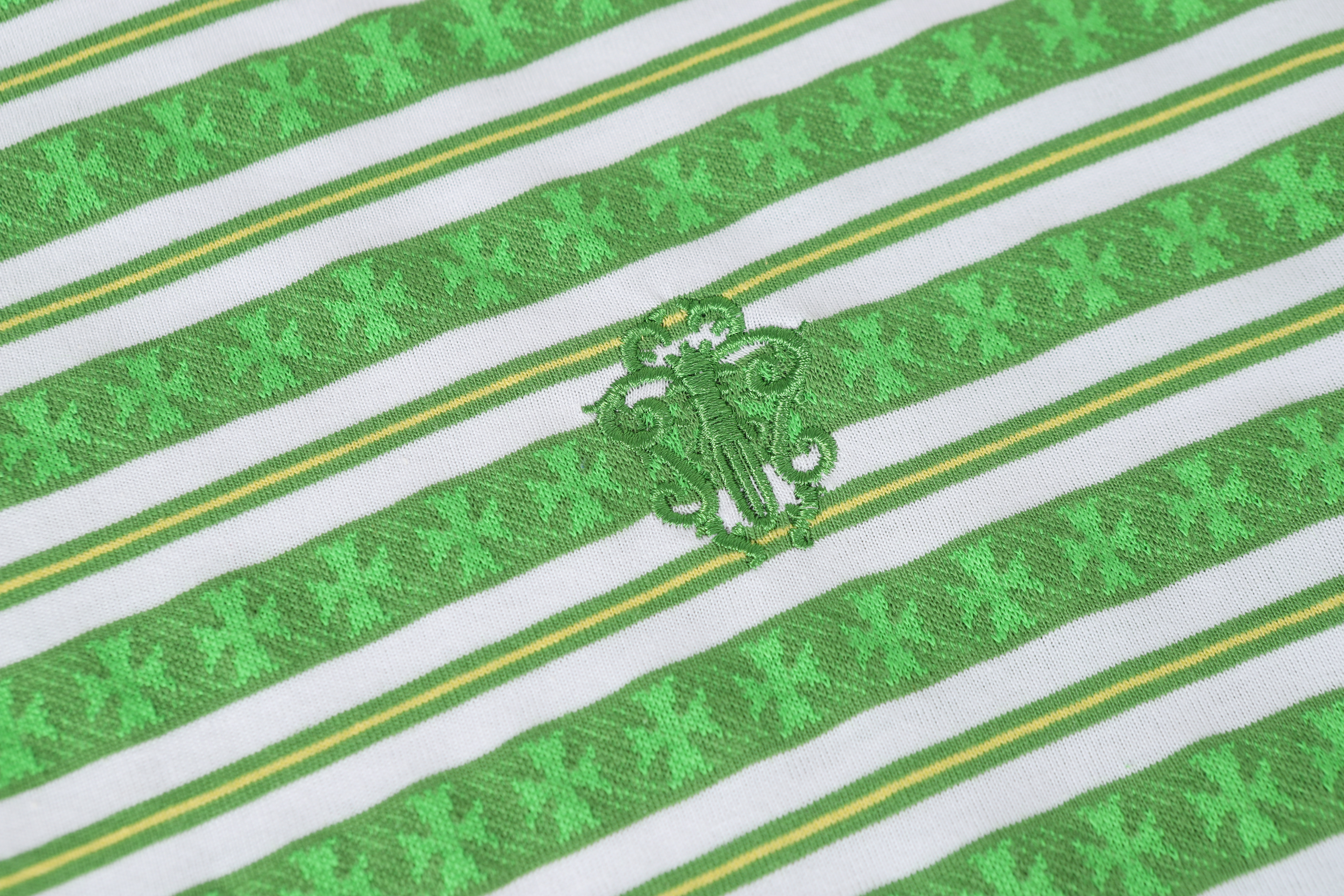 Chrome Hearts Mars Striped Cross T-Shirt #2110 Green/Blue/Black