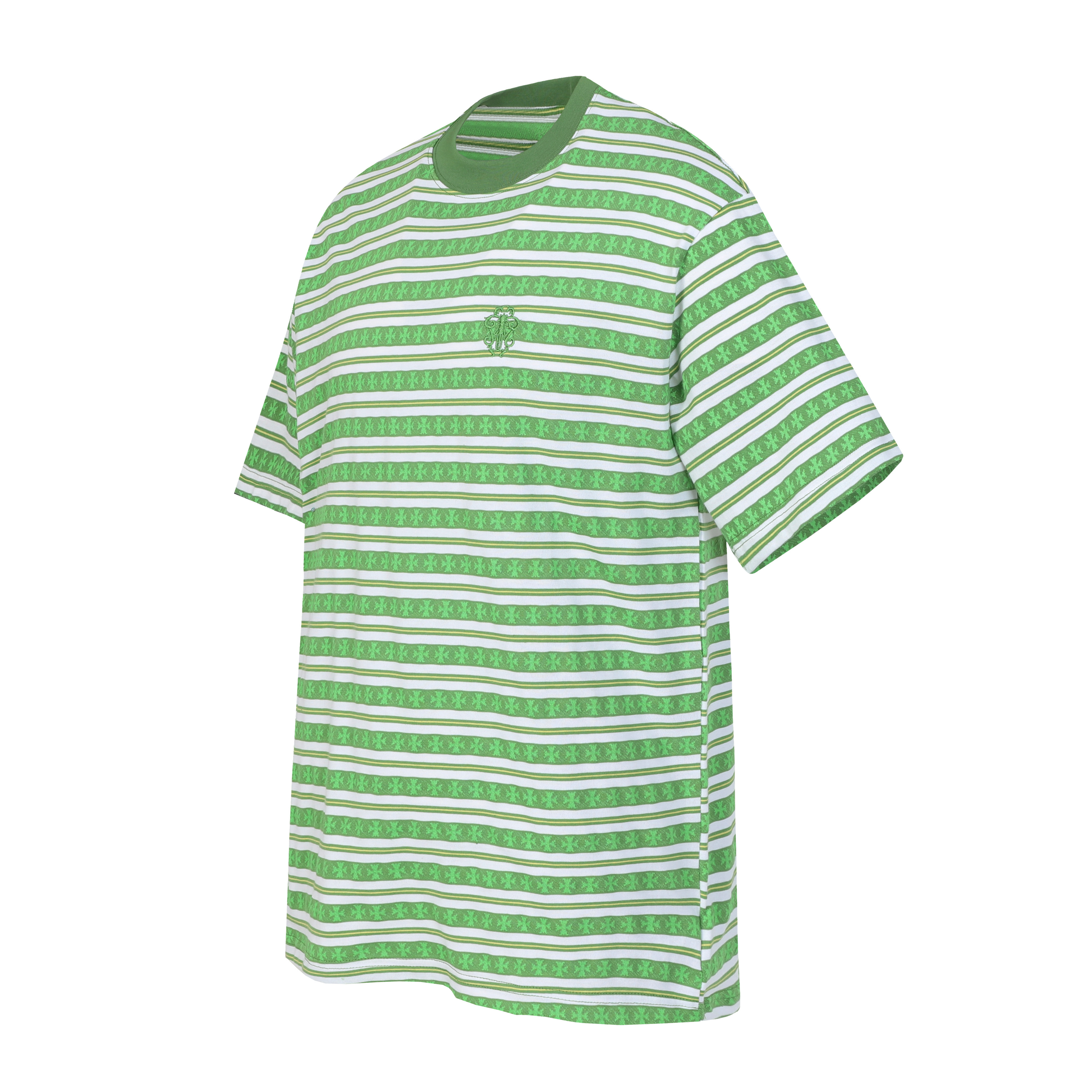 Chrome Hearts Mars Striped Cross T-Shirt #2110 Green/Blue/Black