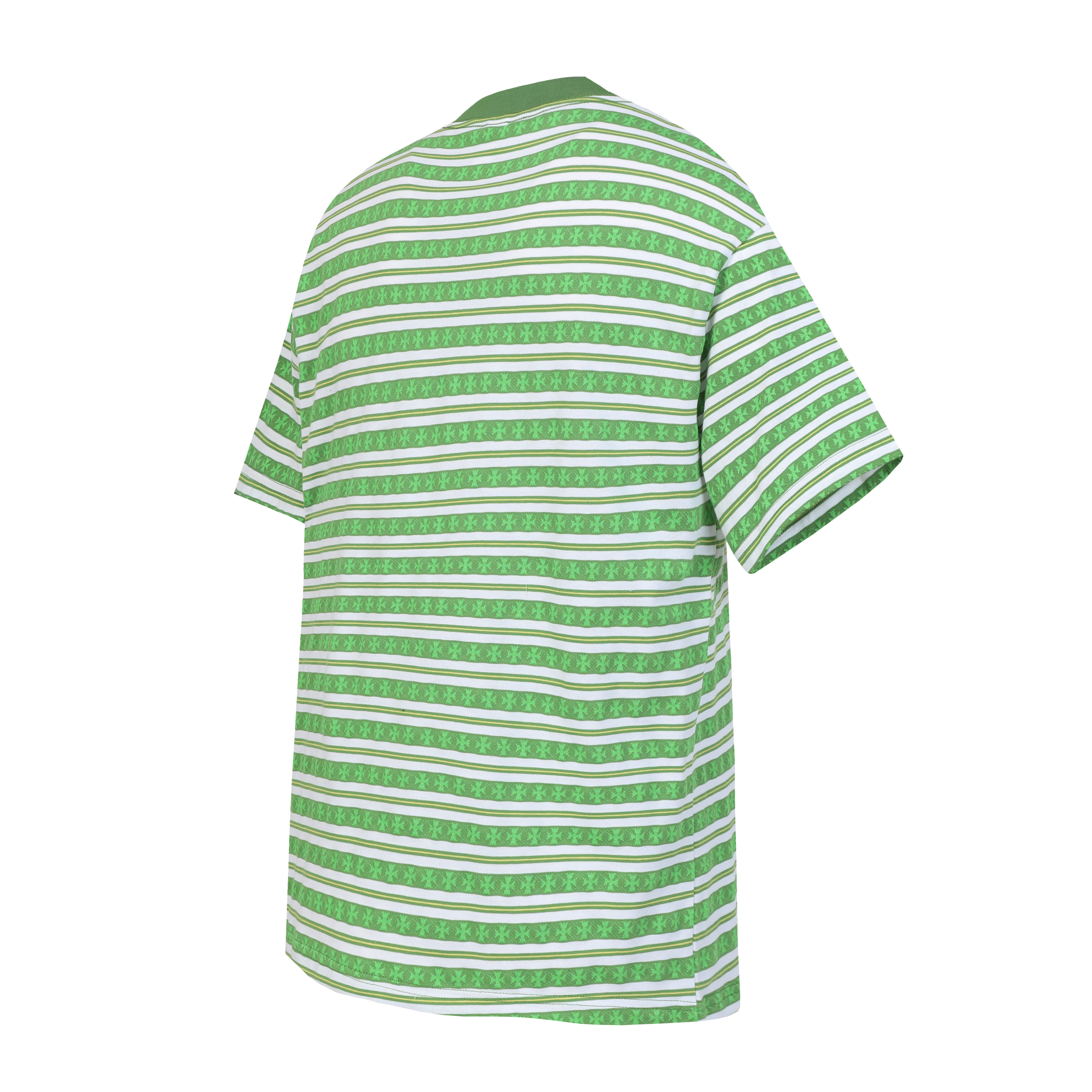 Chrome Hearts Mars Striped Cross T-Shirt #2110 Green/Blue/Black