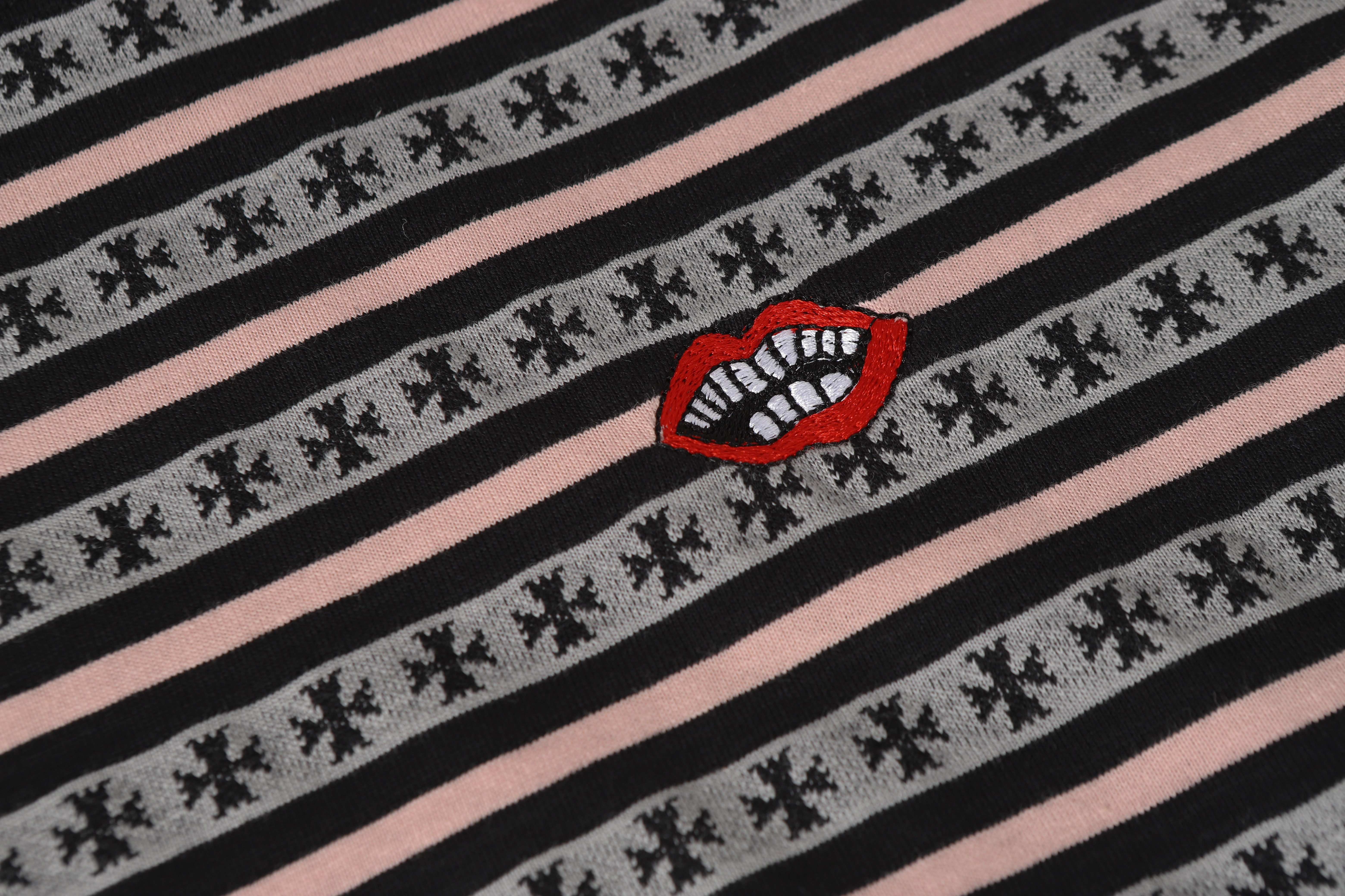 Chrome Hearts Mars Striped Cross T-Shirt #2110 Green/Blue/Black