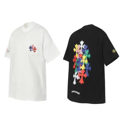 Chrome Hearts Multi Color Cross Cemetery T-shirt #2203 Black/White 01