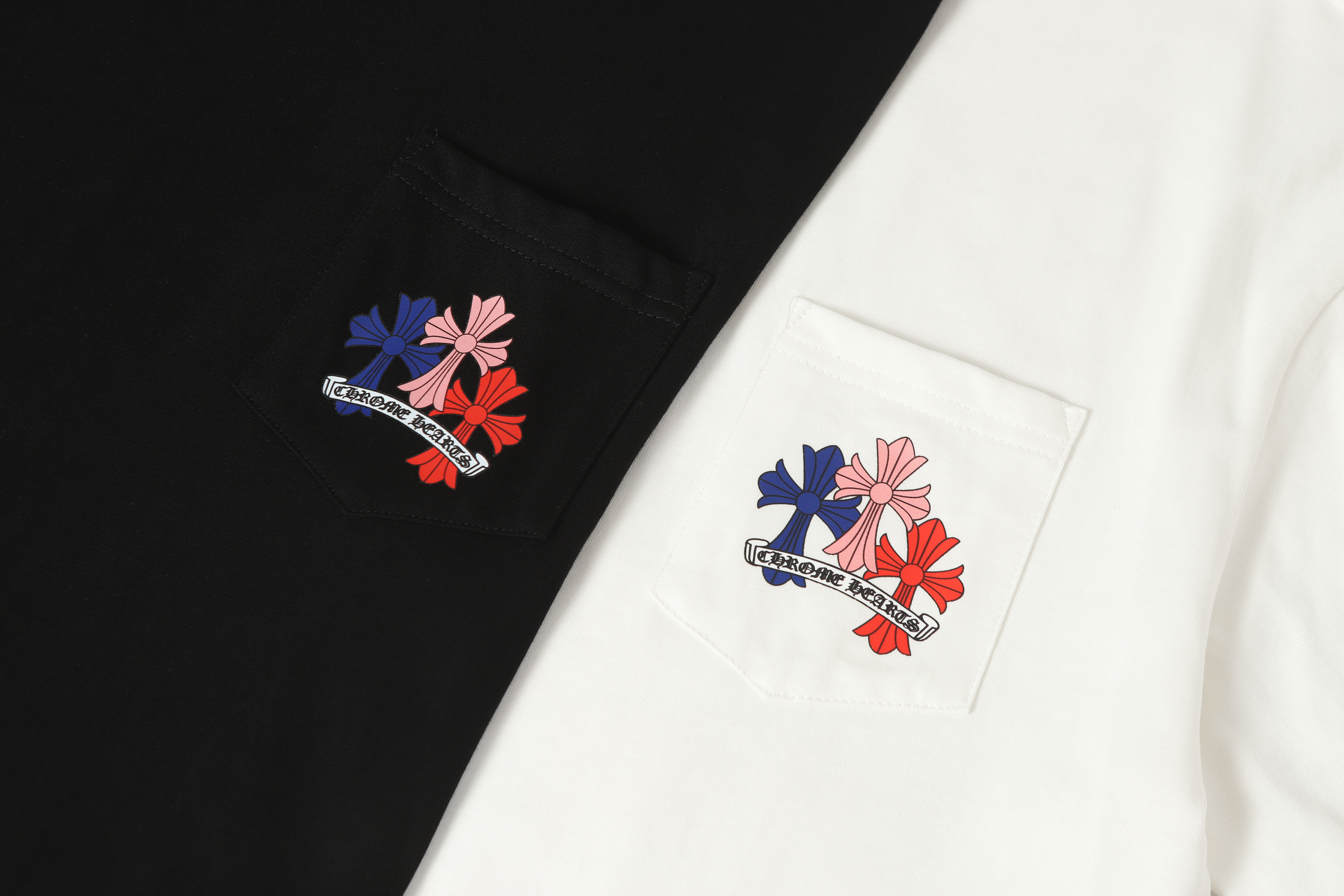 Chrome Hearts Multi Color Cross Cemetery T-shirt #2203 Black/White