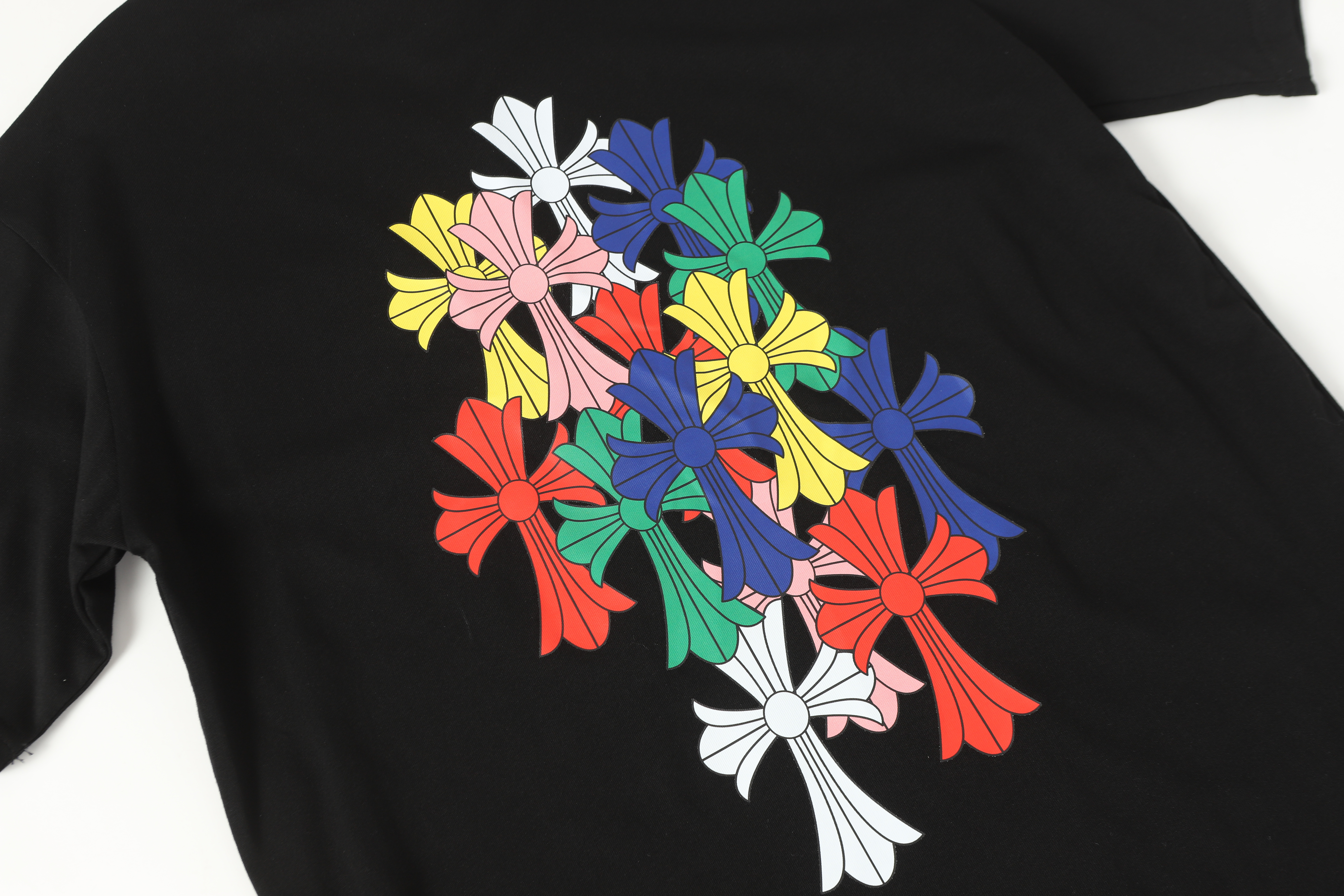 Chrome Hearts Multi Color Cross Cemetery T-shirt #2203 Black/White