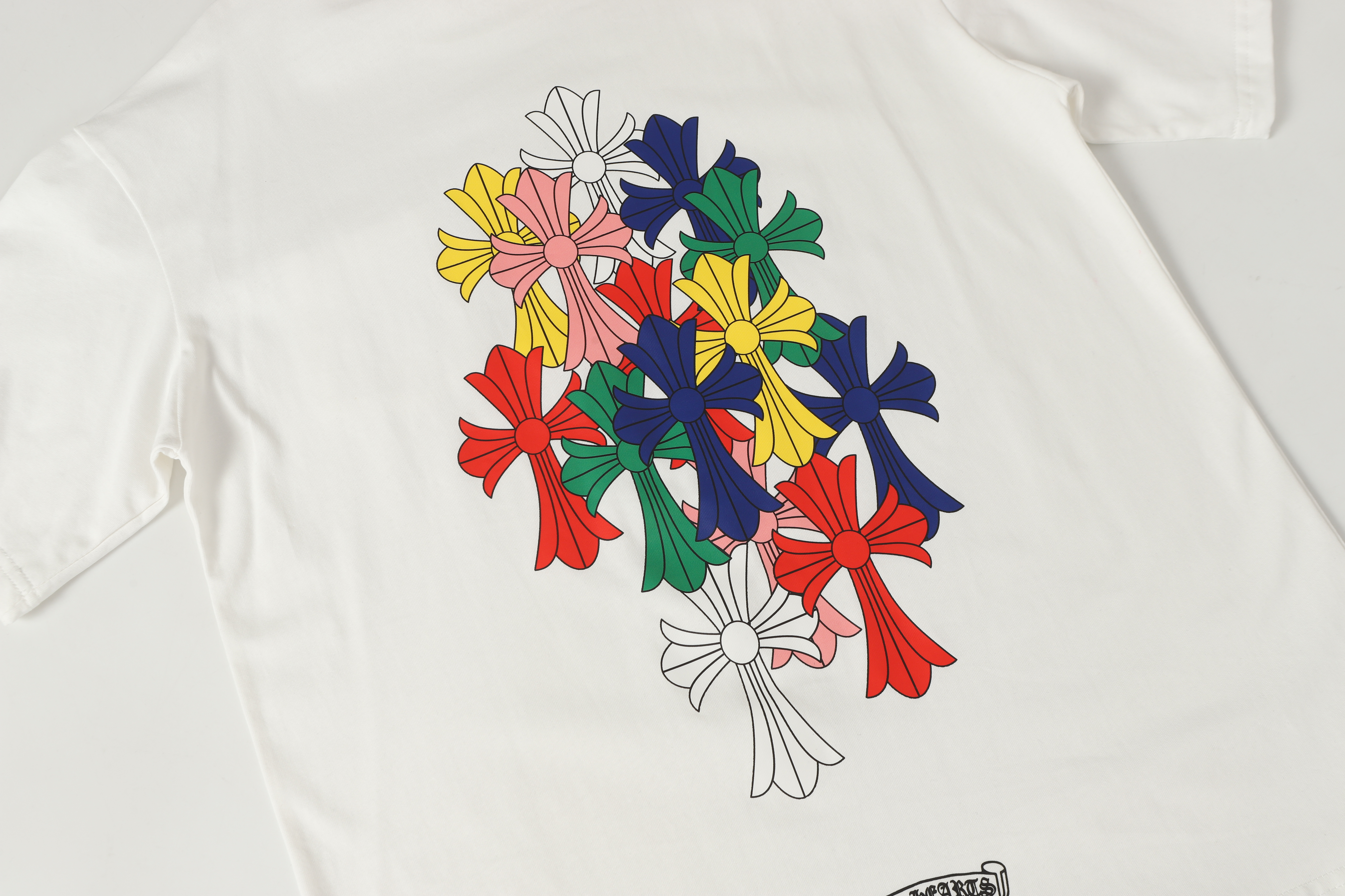 Chrome Hearts Multi Color Cross Cemetery T-shirt #2203 Black/White