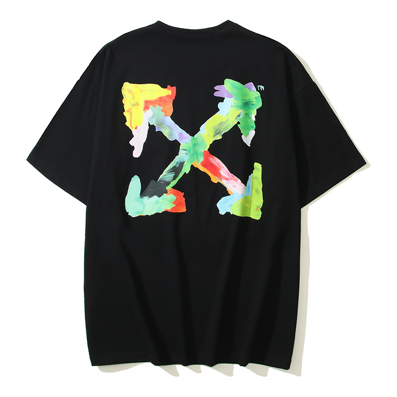 Off-white Color Graffiti Brush Arrow Logo T-Shirt #105 Black/White