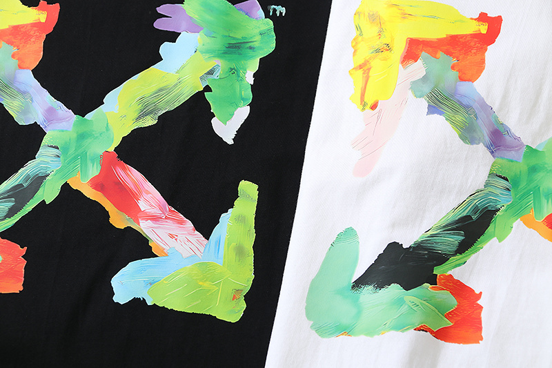 Off-white Color Graffiti Brush Arrow Logo T-Shirt #105 Black/White