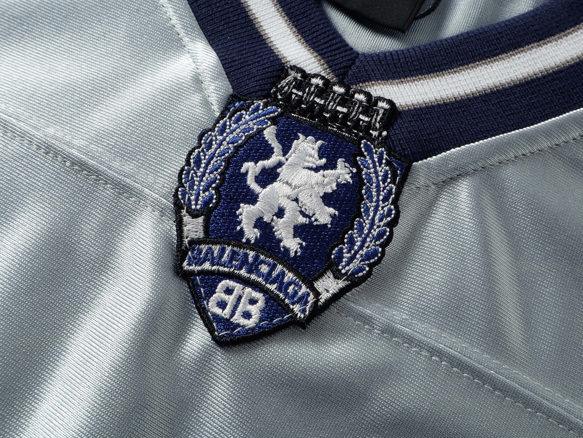 Balenciaga 3B Silhouette Ribbed V-Neck Printed Long-Sleeve T-Shirt Black/Blue/Gray