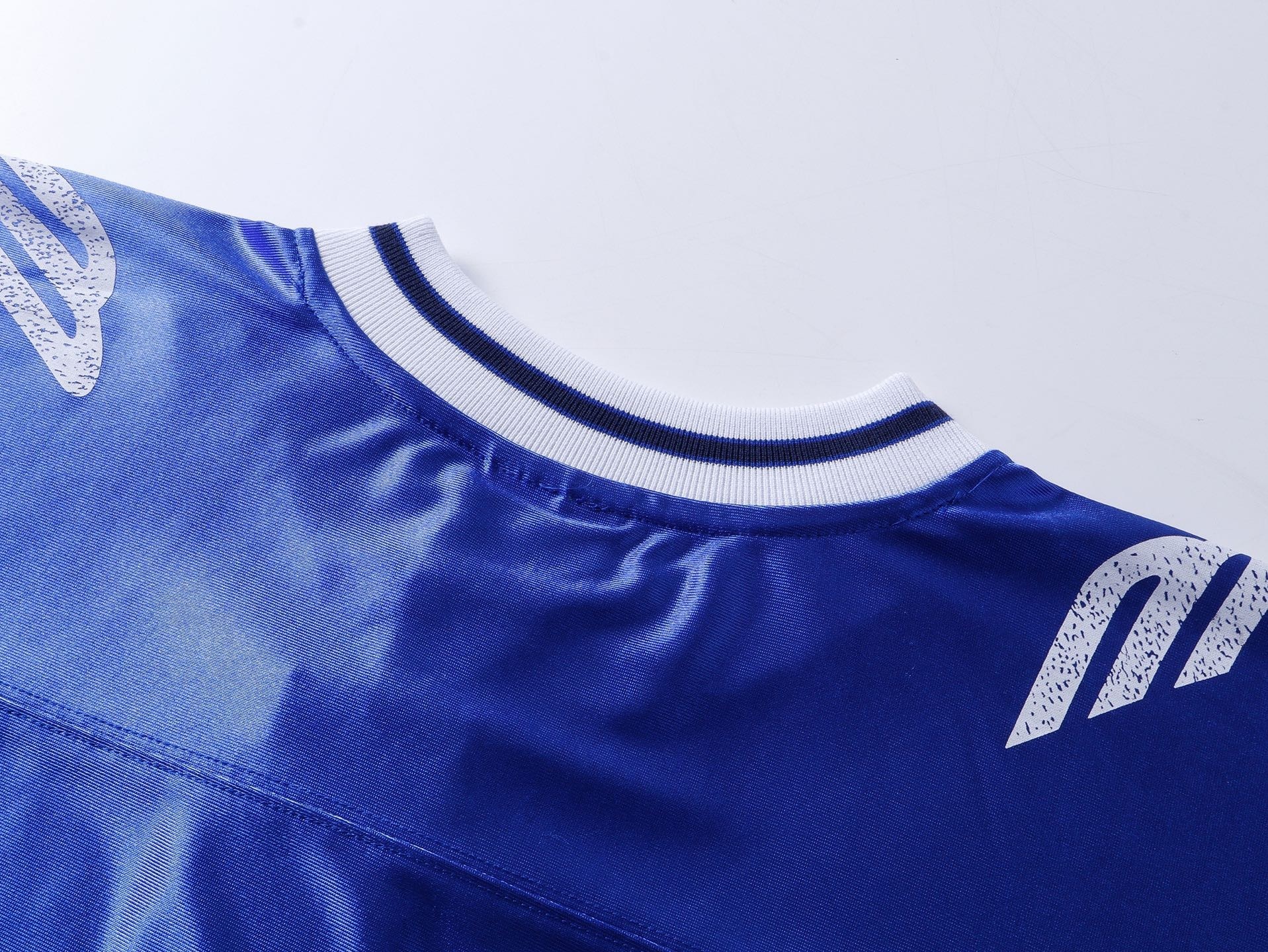 Balenciaga 3B Silhouette Ribbed V-Neck Printed Long-Sleeve T-Shirt Black/Blue/Gray