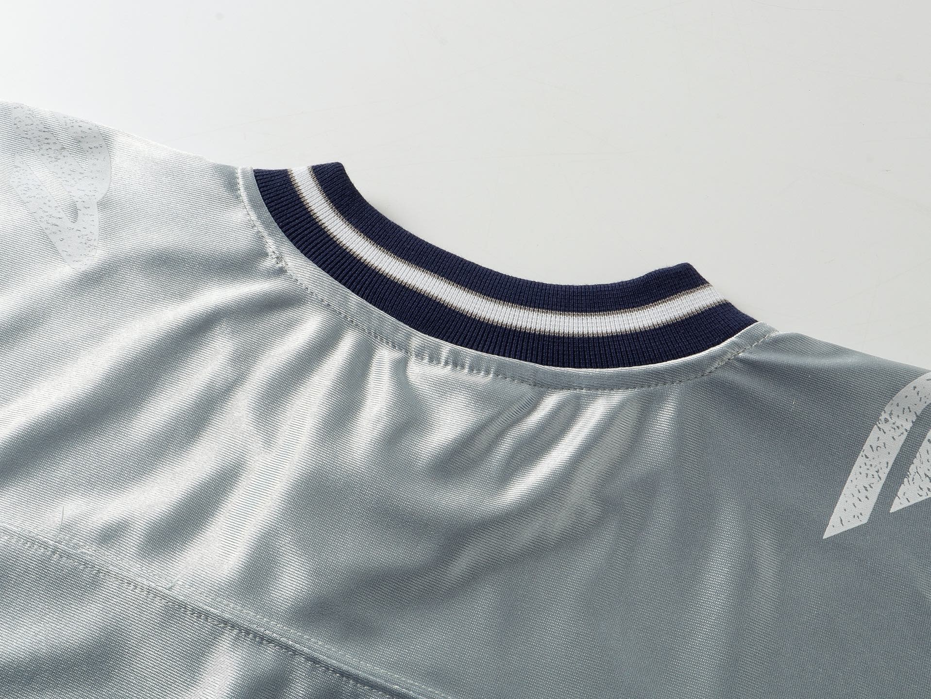 Balenciaga 3B Silhouette Ribbed V-Neck Printed Long-Sleeve T-Shirt Black/Blue/Gray