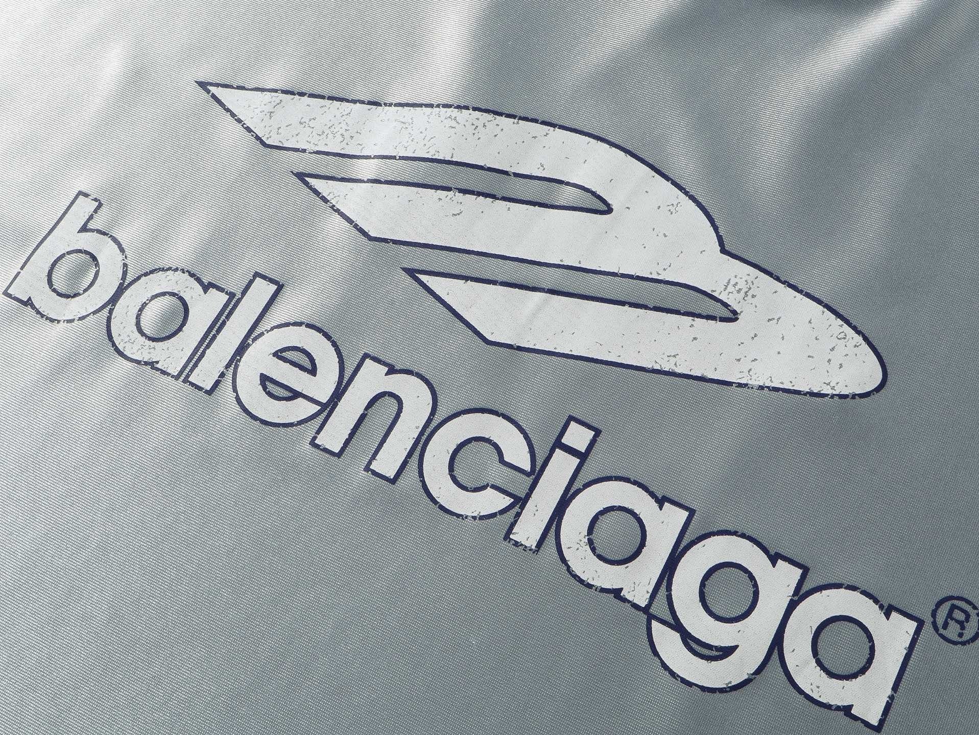 Balenciaga 3B Silhouette Ribbed V-neck Printed T-shirt Black/Blue/Gray