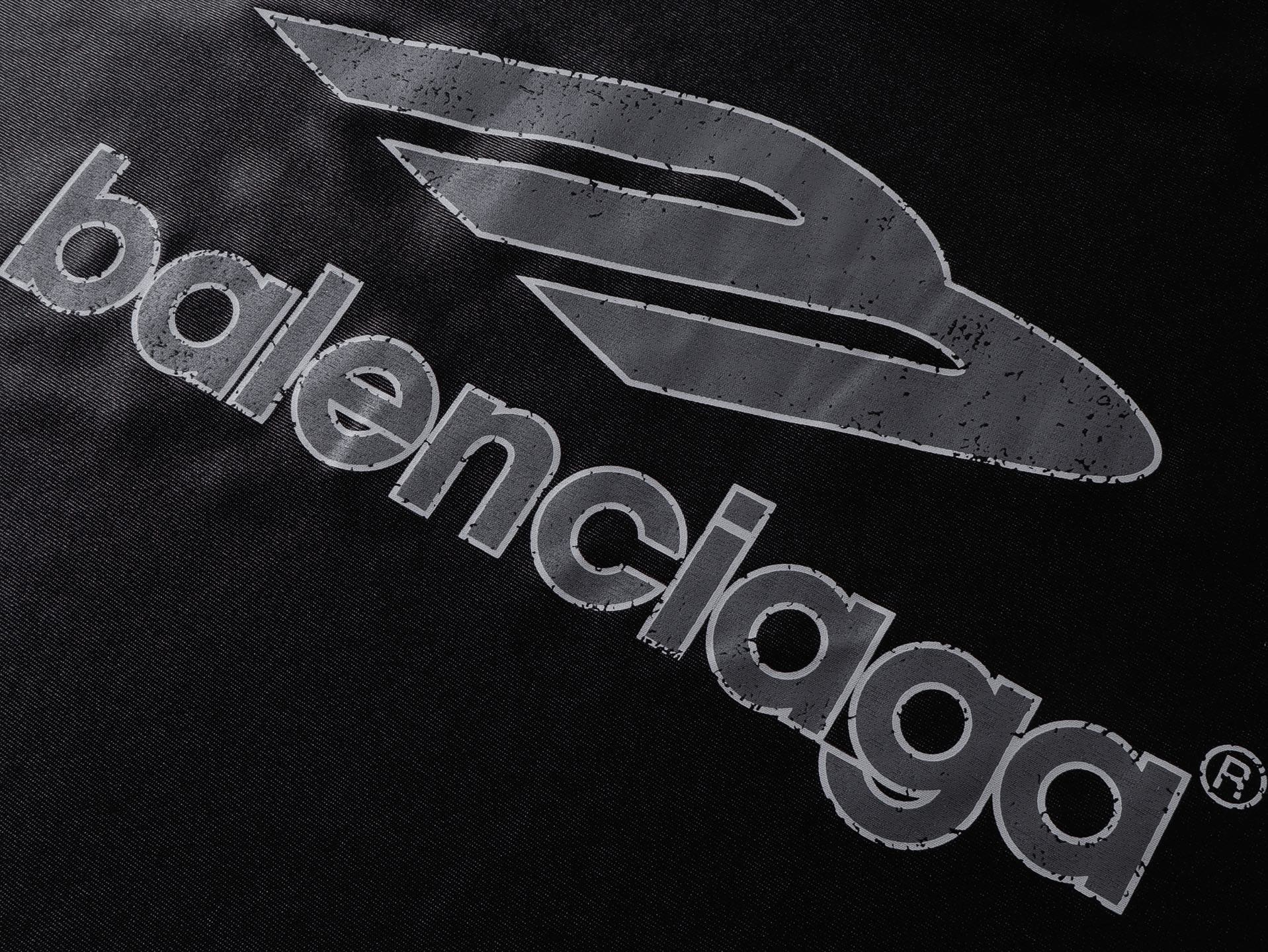 Balenciaga 3B Silhouette Ribbed V-neck Printed T-shirt Black/Blue/Gray