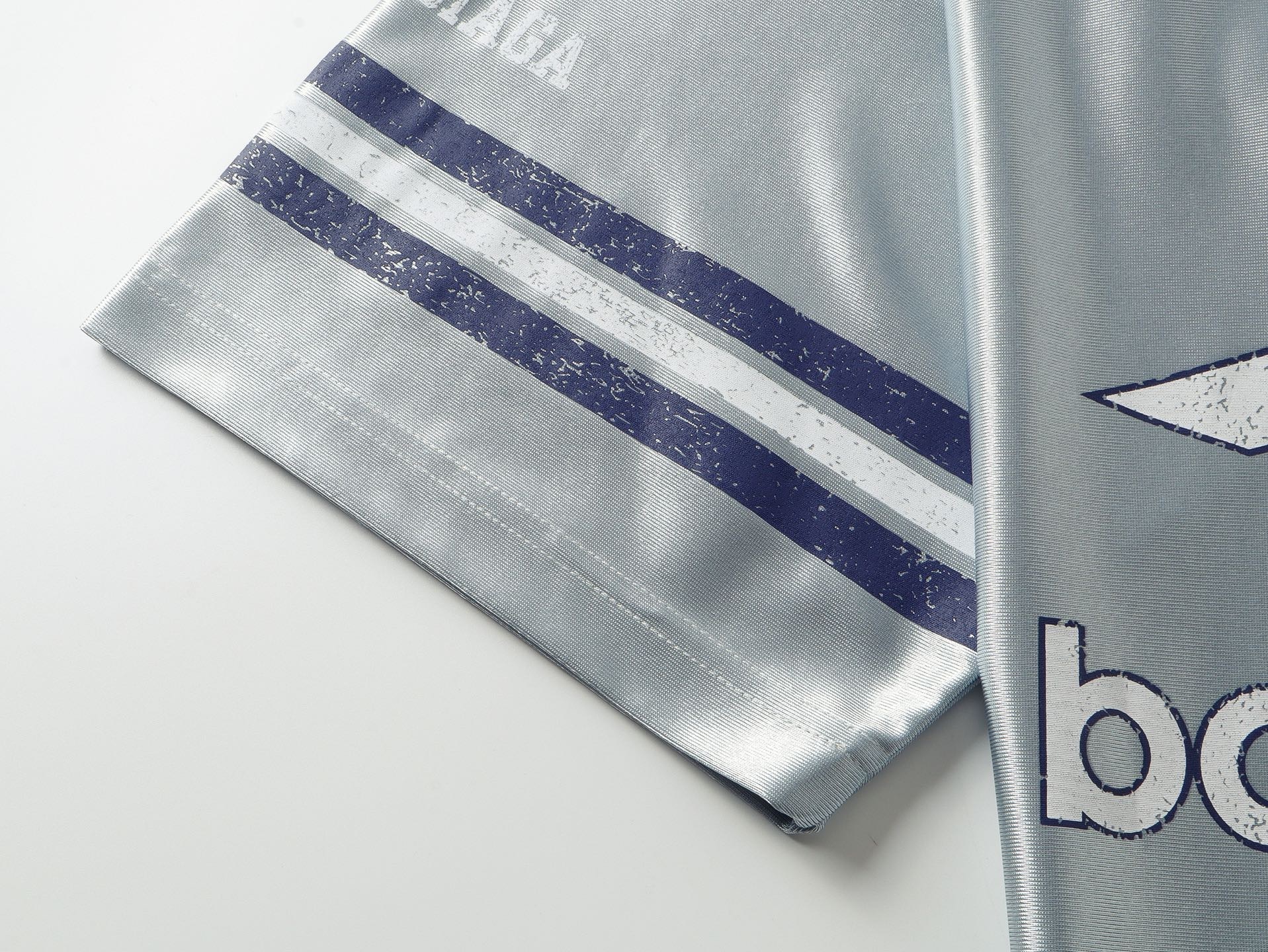 Balenciaga 3B Silhouette Ribbed V-neck Printed T-shirt Black/Blue/Gray