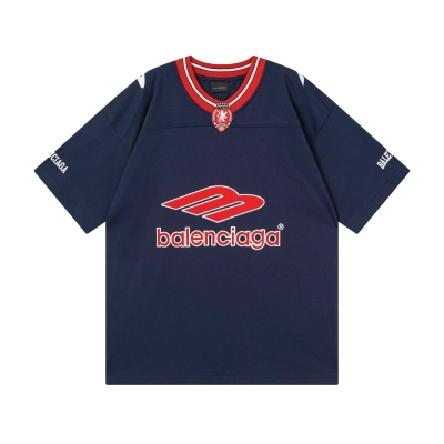 Balenciaga 3B Silhouette Ribbed V-neck Printed T-shirt Black/Dark Blue/Gray 02