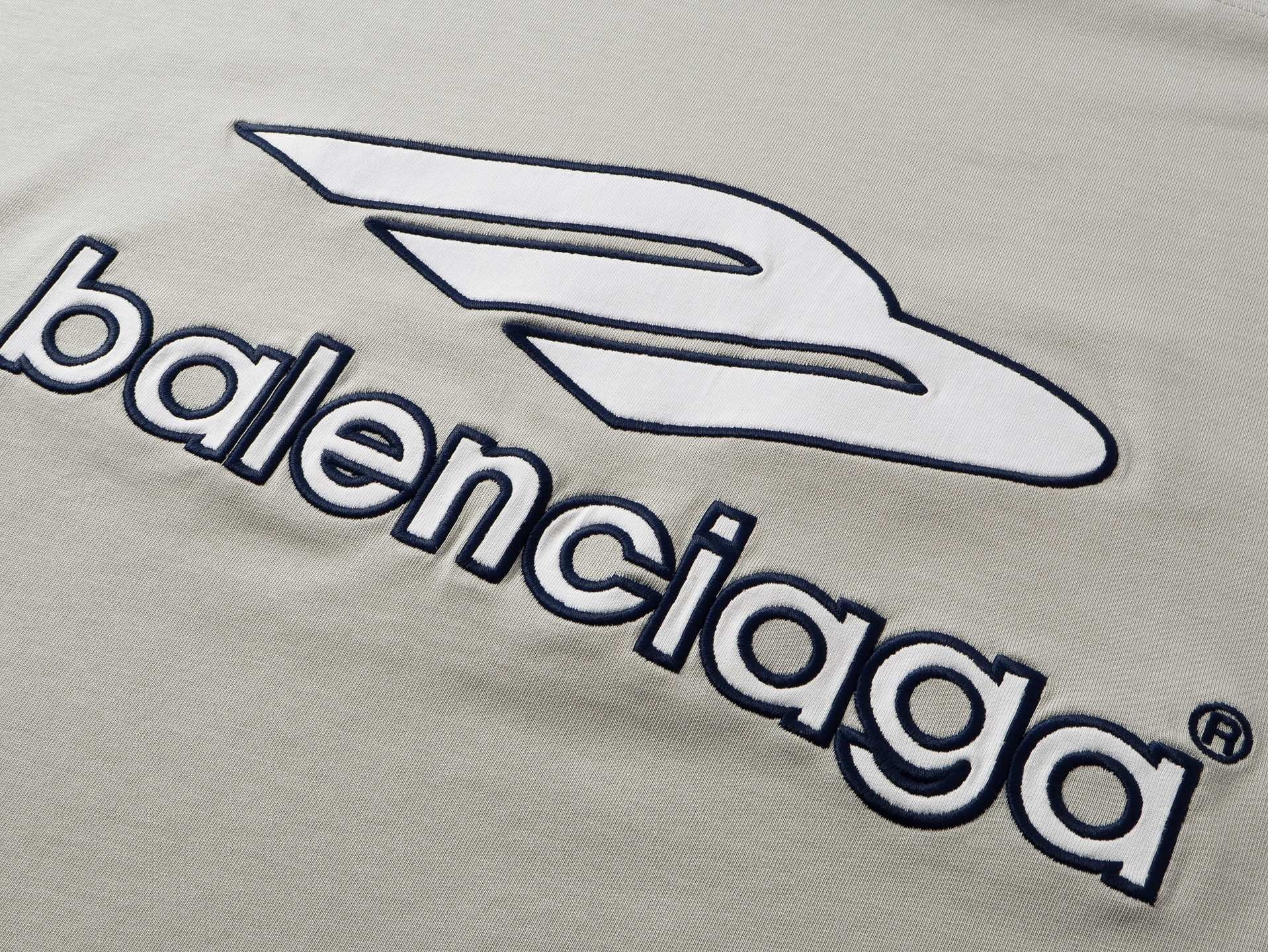 Balenciaga 3B Silhouette Ribbed V-neck Printed T-shirt Black/Dark Blue/Gray